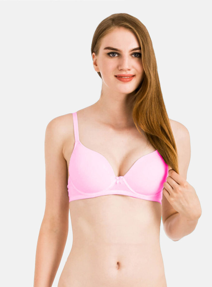 Padded Bra Non Wired 3/4th Coverage T-shirt Bra Baby Pink