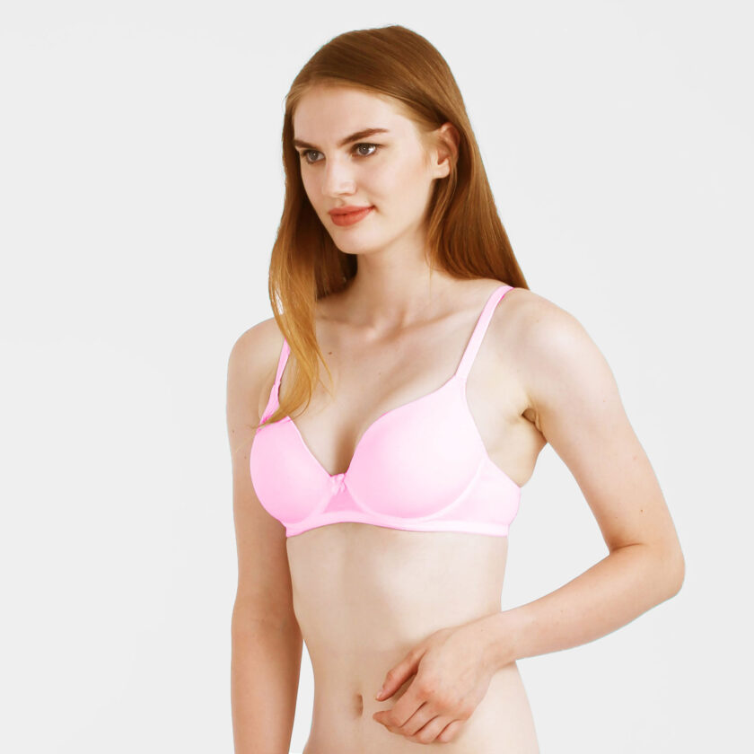 Padded Bra Non Wired 3/4th Coverage T-shirt Bra Baby Pink